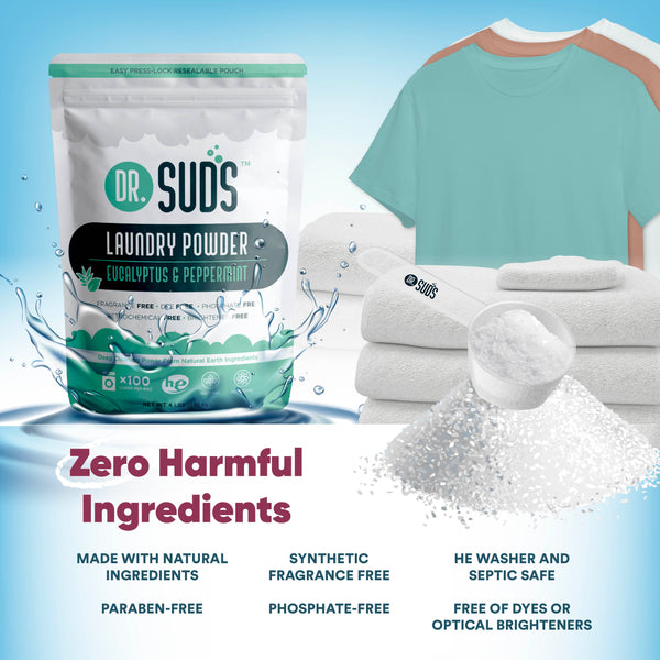  Dr Suds Laundry Powder - Variety 3 Pack (192 oz Total) Three 64  oz Pouches - Unscented, Lavender, Eucalyptus (3) : Health & Household