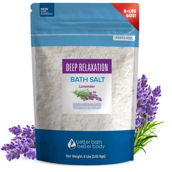 epsom salt for lavender plants Deep Relaxation Bath Salt 128 Ounces Epsom Salt with Natural Lavender Essential Oil Plus Vitamin C in BPA Free Pouch