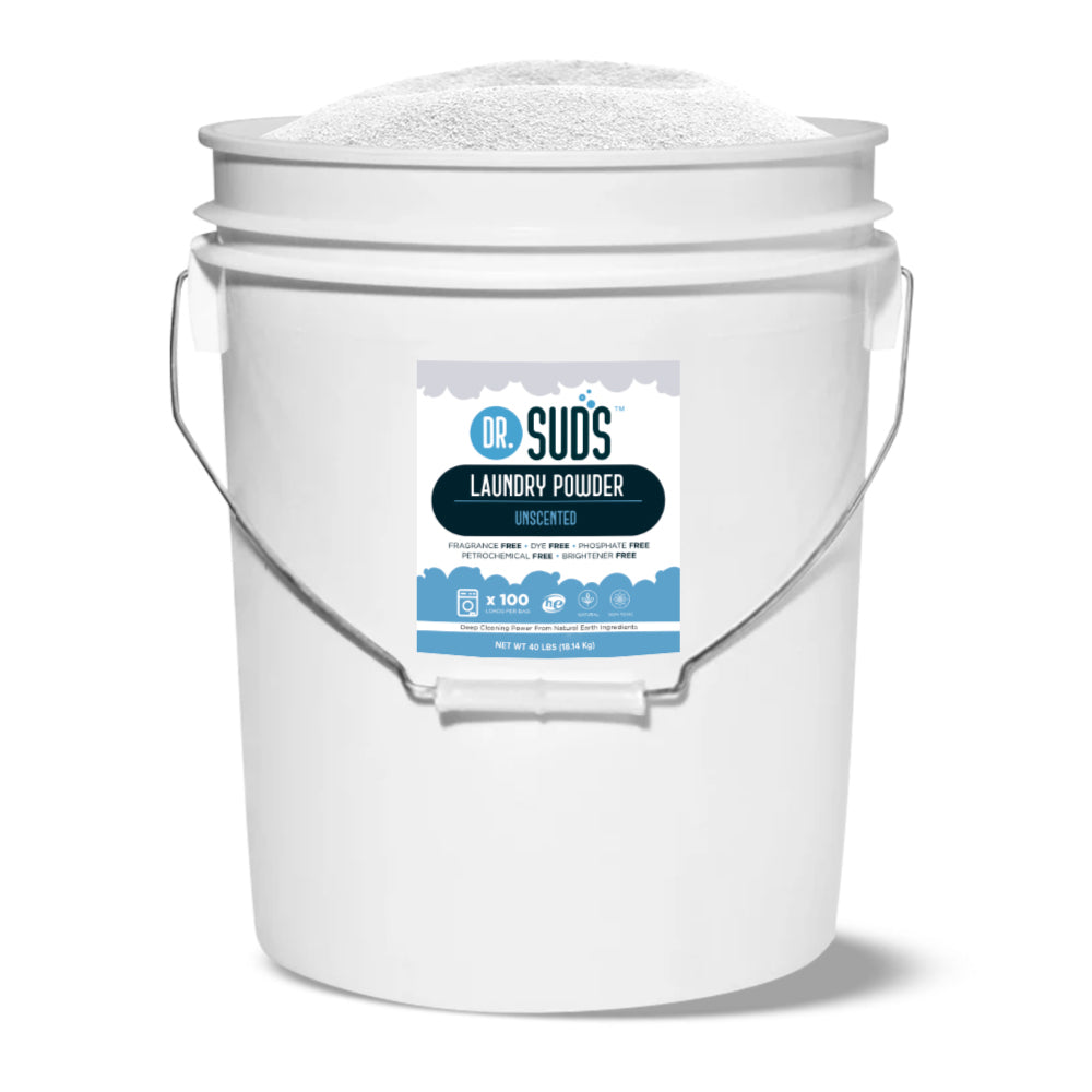 Bulk Size Dr Suds Natural Laundry Powder Unscented 40 LBS Bucket – Better  Bath Better Body