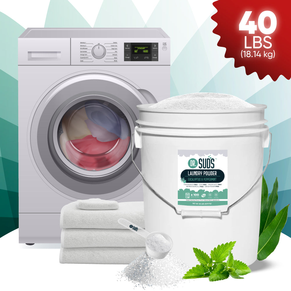 Bulk Size Dr Suds Laundry Powder Eucalyptus Peppermint - Bulk Bucket (40 LBS)