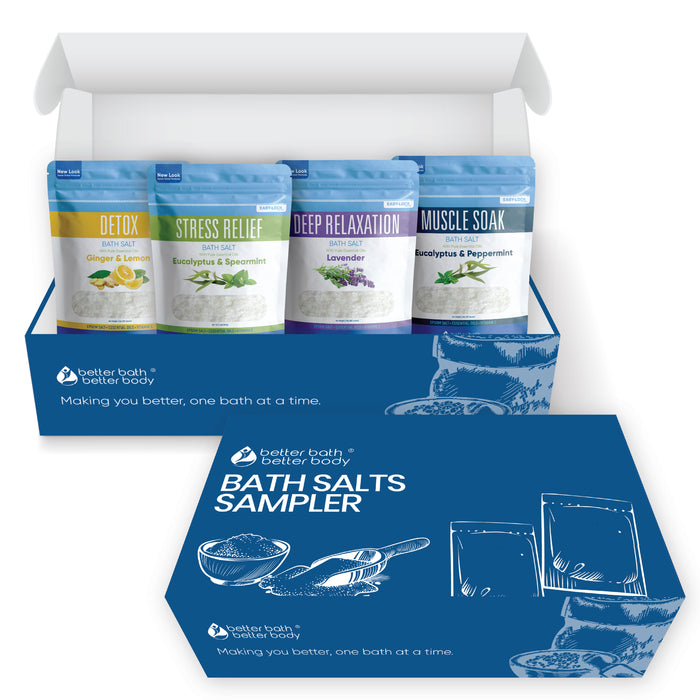 The Bath Salts Sampler Gift Set Bundle (4-Pack + Gift Box)
