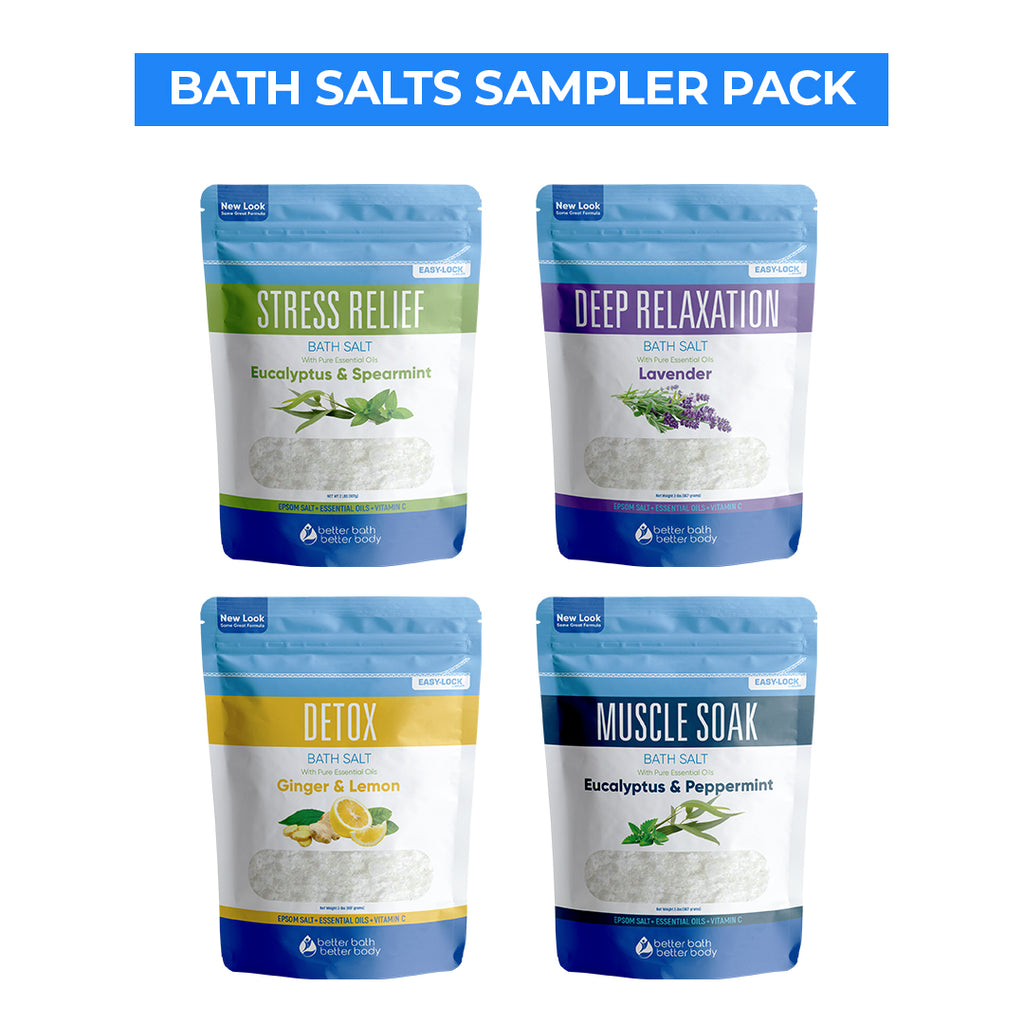 The Bath Salts Sampler Gift Set Bundle (4-Pack + Gift Box)