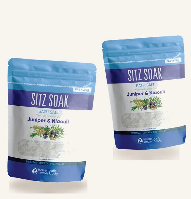 Two 2 lb bags of Better Bath Better Body Sitz Bath Soak side by side